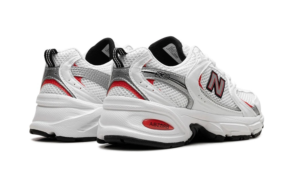 New Balance 530 White/Blast Red Retro Sneakers – U530JR1
