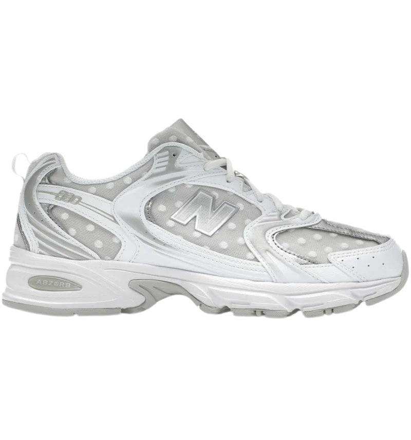 New Balance 530 White/Silver Metallic Polka Dots Unisex Sneakers – U530HFW