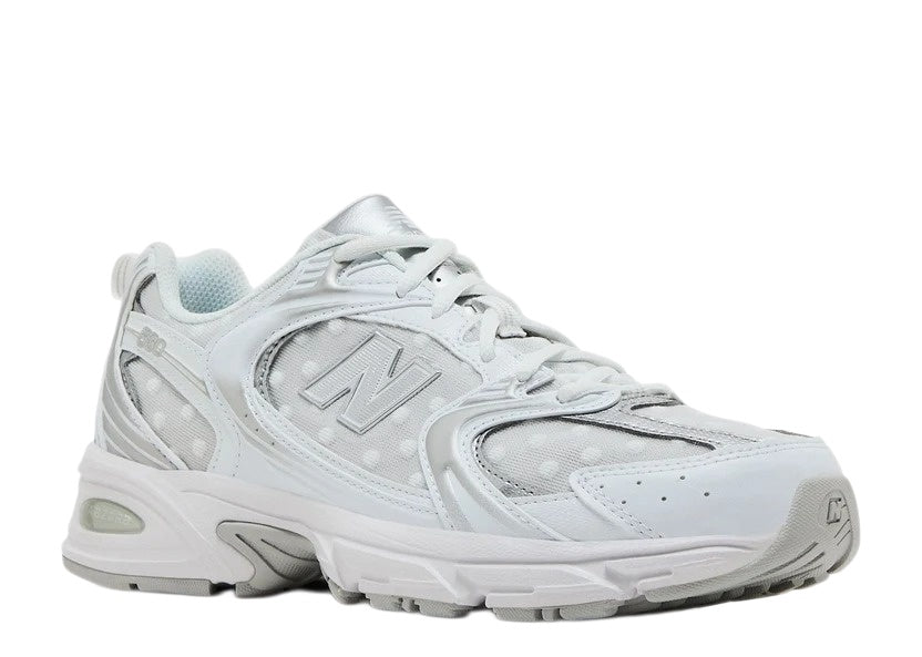 New Balance 530 White/Silver Metallic Polka Dots Unisex Sneakers – U530HFW